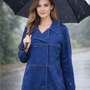 Elegant Navy Double-Breasted Trench Coat